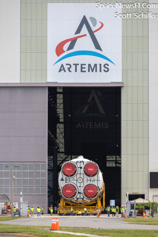 The NASA Artemis 2 Core Stage With 4 RS25 Engines Offload From Pegasus Barge