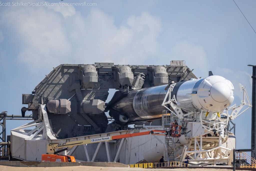 SpaceX Polaris Dawn Horizontal Before Going Vertical For Wed 8-27-24 Attempt