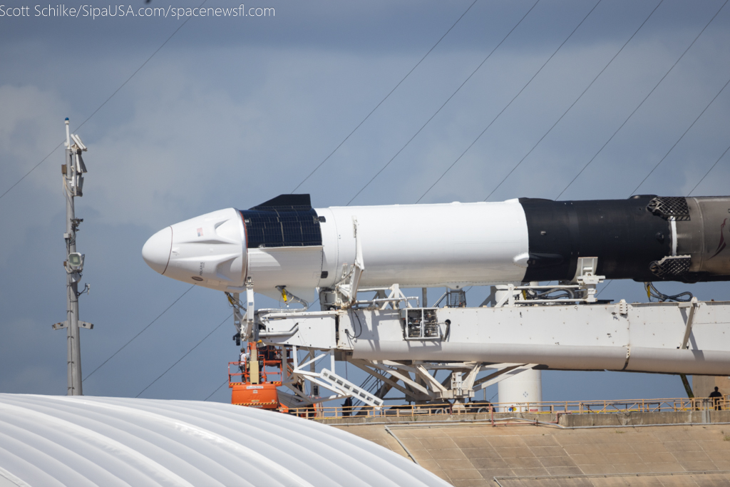 SpaceX Polaris Dawn Horizontal Before Going Vertical For Wed 8-27-24 Attempt