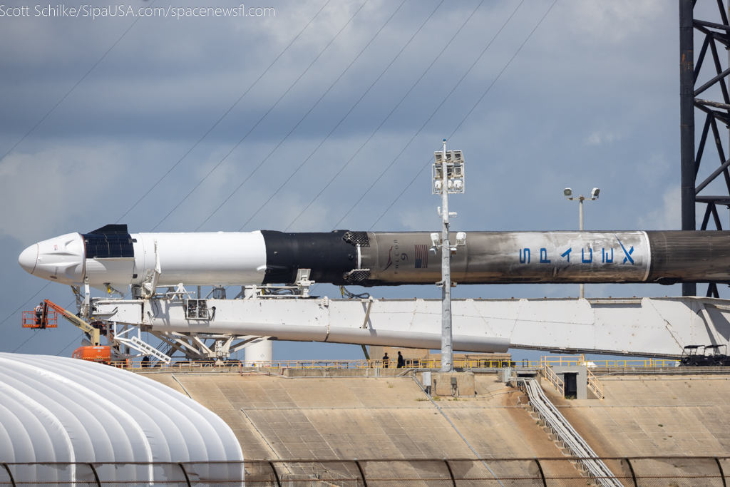 SpaceX Polaris Dawn Horizontal Before Going Vertical For Wed 8-27-24 Attempt