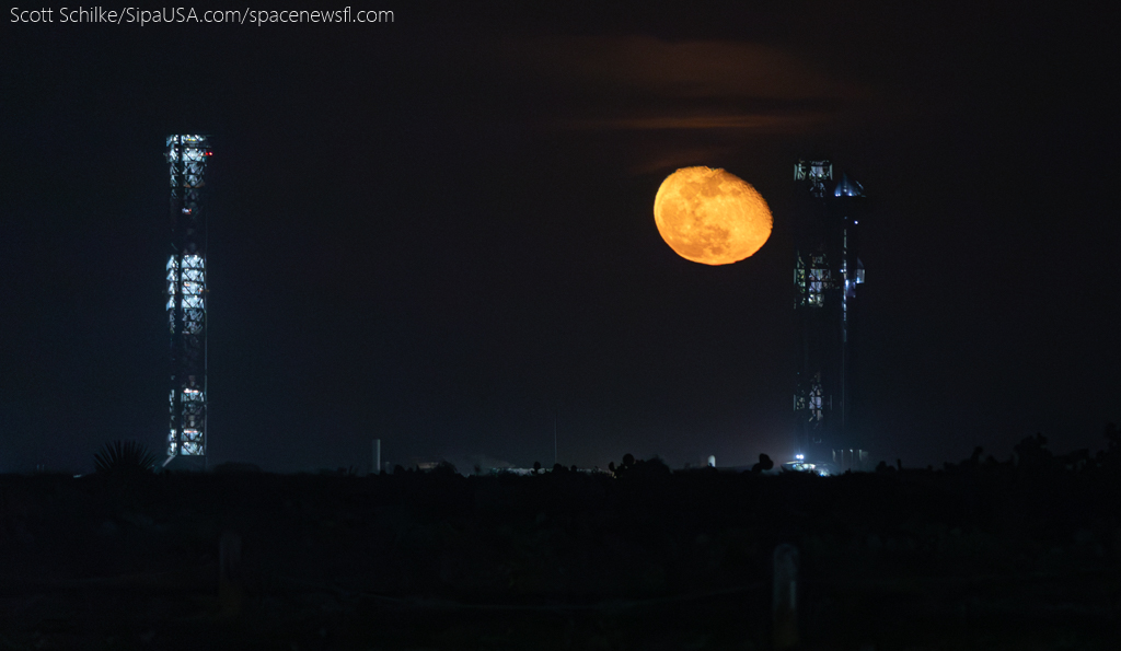 The Last Night Before Launch Moon Rise Over Starship IFT-6 Starbase