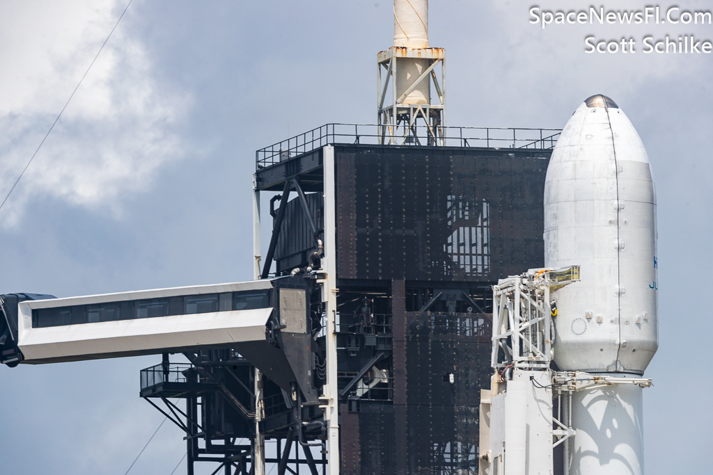 Close Up The 7th Ever Flown SpaceX Falcon Heavy Rocket Waiting For Liftoff