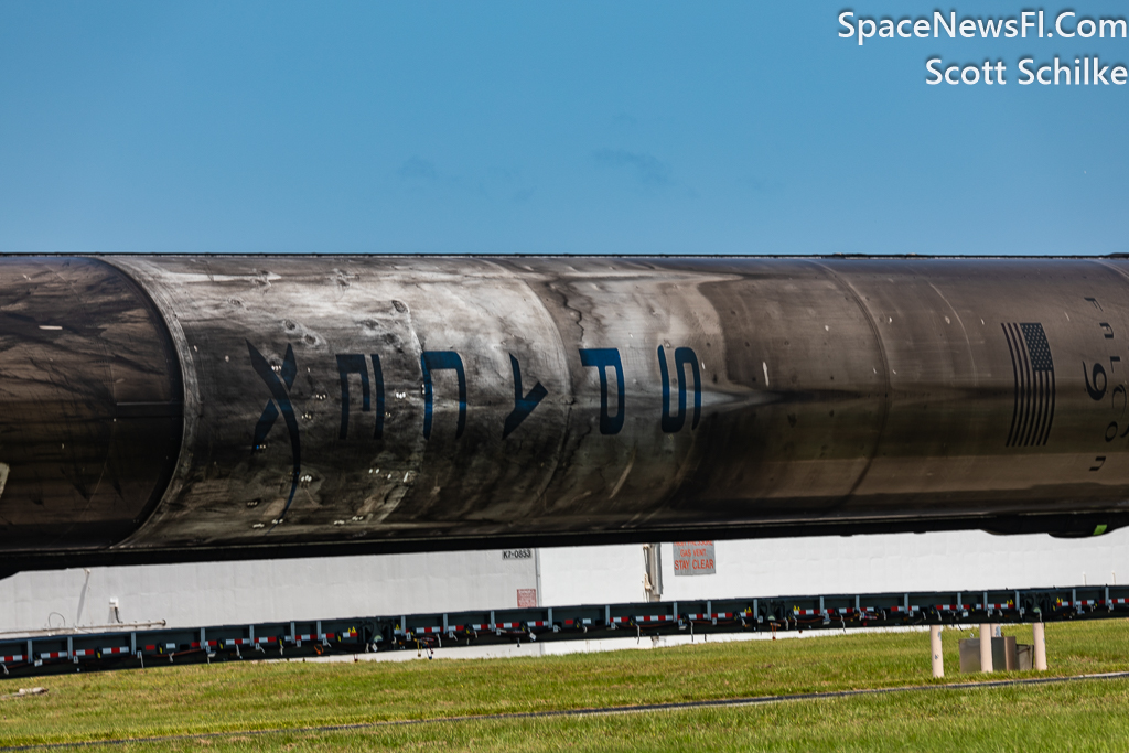 Close Up SpaceX Transports B-1077-7 From Hanger X to SLC-40 For Future Starlink 6-13 Mission