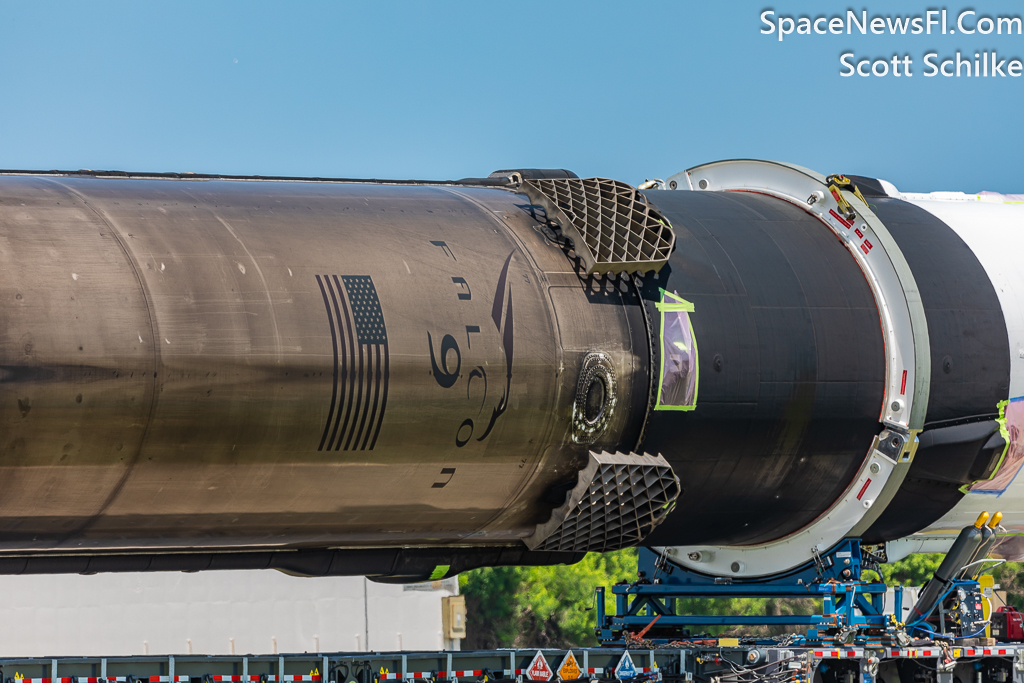 Sooty SpaceX Transports B-1077-7 From Hanger X to SLC-40 For Future Starlink 6-13 Mission