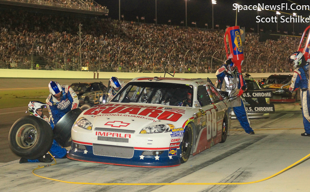 Daytona 400 Pit Road Action Nighttime Hot Pits 