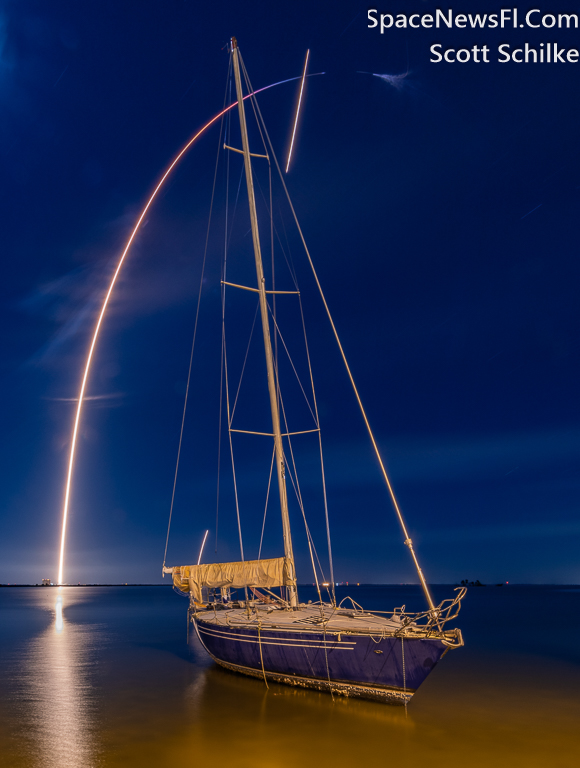 SpaceX Falcon 9 Stranded Sailboat Max Brewer Bridge Titusville