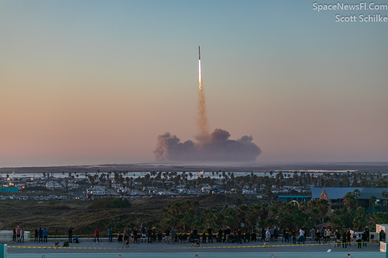 Wide View From South Padre Island Texas SpaceX Starship Launch